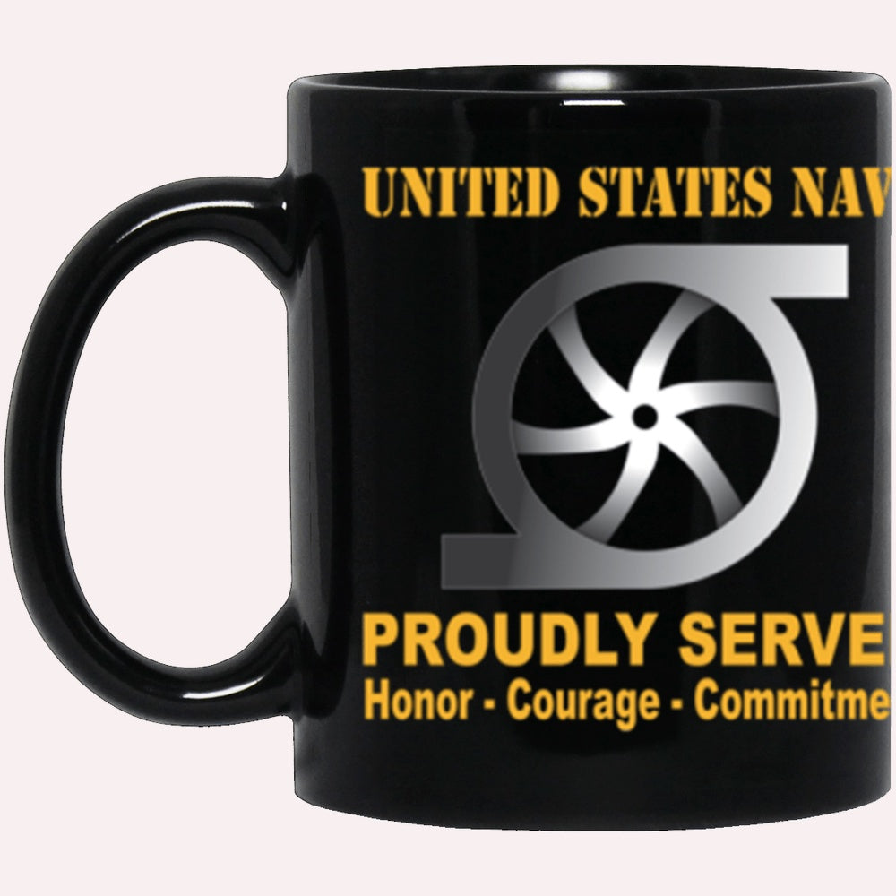 Us Navy Coffee Mugs, US Navy Navy Gas Turbine Systems Technician Navy GS Proudly Served Core Values Black Mug