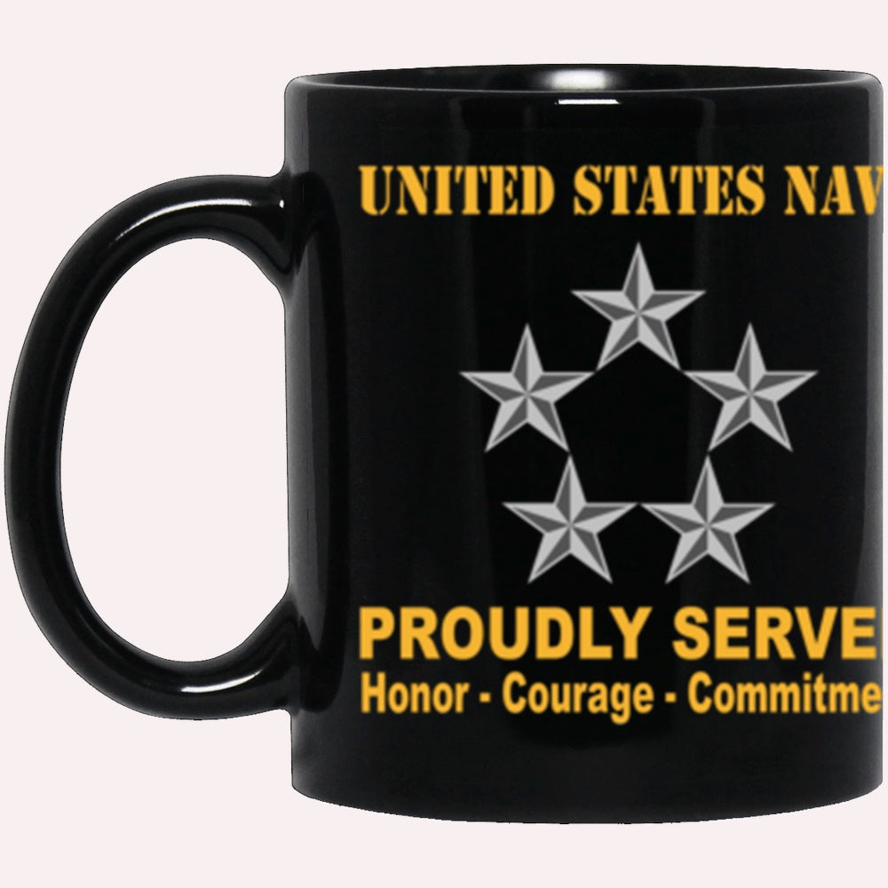 Us Navy Coffee Mugs, US Navy O-11 Fleet Admiral O11 FADM Flag Officer Ranks Proudly Served Core Values Black Mug