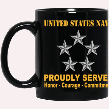 Us Navy Coffee Mugs, US Navy O-11 Fleet Admiral O11 FADM Flag Officer Ranks Proudly Served Core Values Black Mug