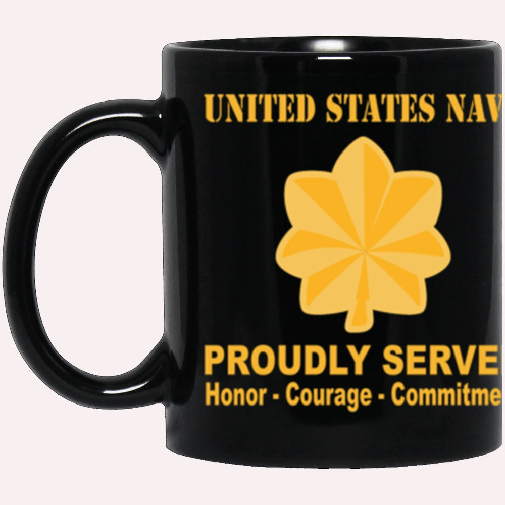 Us Navy Coffee Mugs, US Navy O-4 Lieutenant Commander O4 LCDR Junior Officer Ranks Proudly Served Core Values Black Mug
