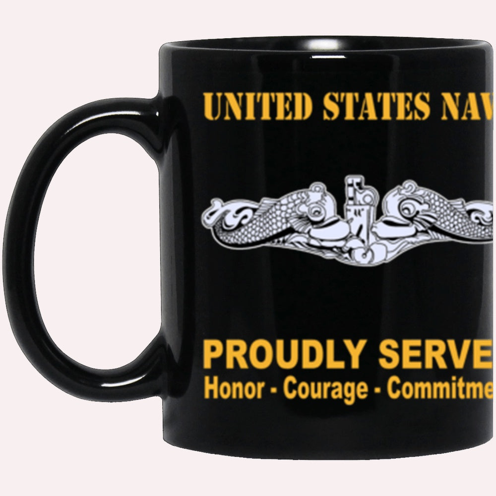 Us Navy Coffee Mugs, US Navy Submarine Warfare Officer Enlisted Badge Proudly Served Core Values Black Mug