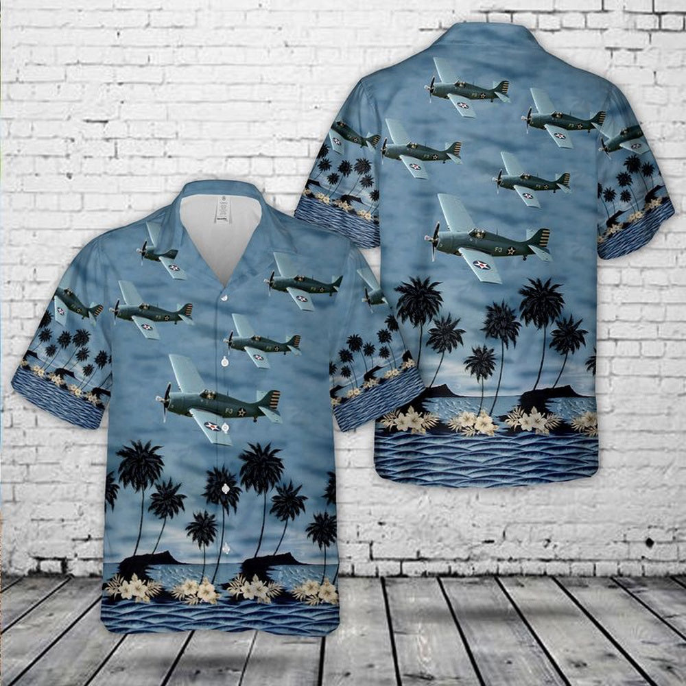 Us Navy Hawaiian Shirt, Grumman F4F Wildcat US Navy WWII fighter plane Hawaiian Shirt, Military Hawaiian Shirt