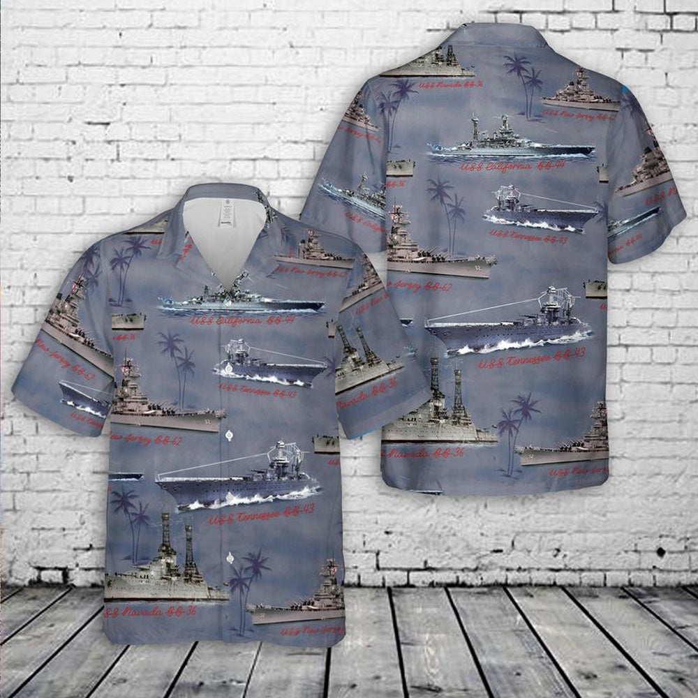 Us Navy Hawaiian Shirt, Naval Battleships Of World War II US Navy Hawaiian Shirt, Military Hawaiian Shirt