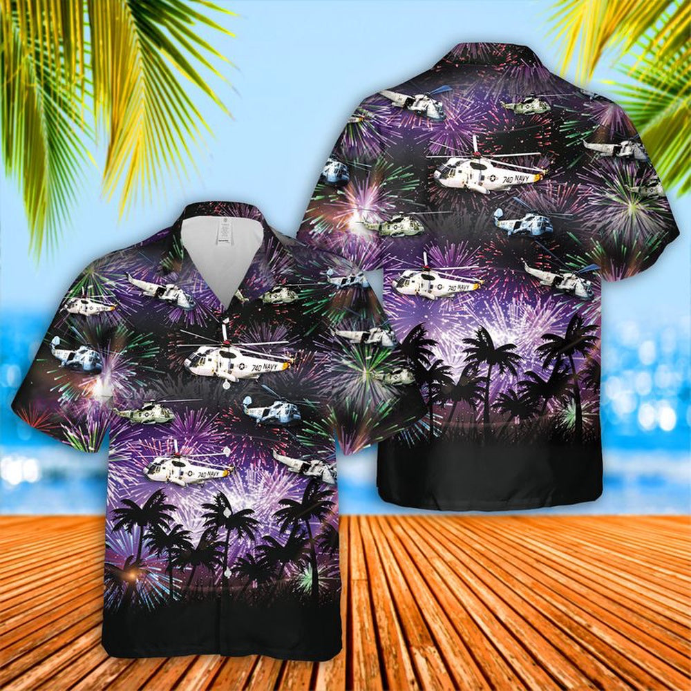 Us Navy Hawaiian Shirt, Navy Sikorsky SH-3 Sea King 4th Of July Hawaiian Shirt, Military Hawaiian Shirt
