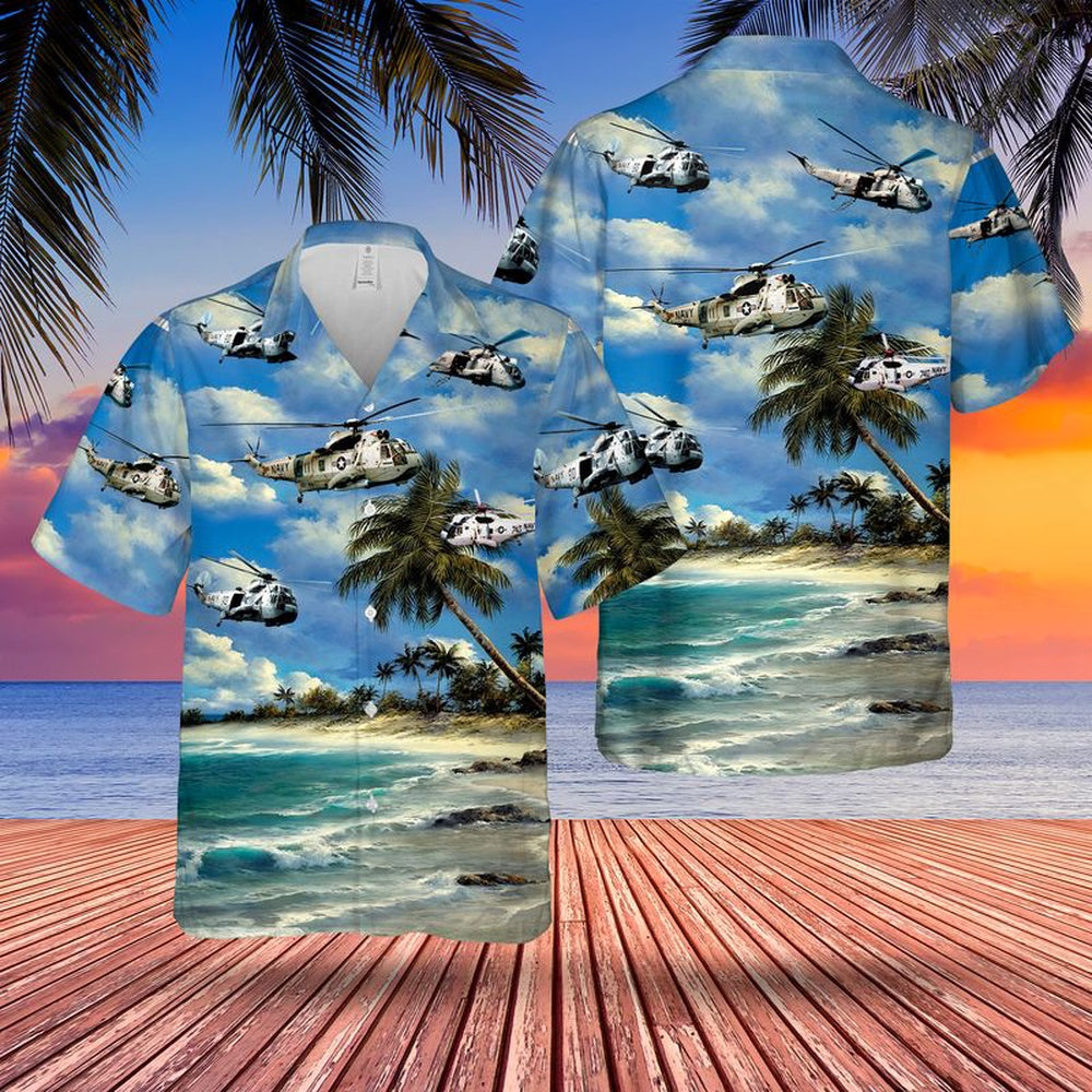 Us Navy Hawaiian Shirt, Navy Sikorsky SH-3 Sea King Hawaiian Shirt, Military Hawaiian Shirt