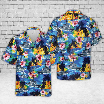 Us Navy Hawaiian Shirt, Navy USS Barry (DDG-52) Hawaiian Shirt, Military Hawaiian Shirt