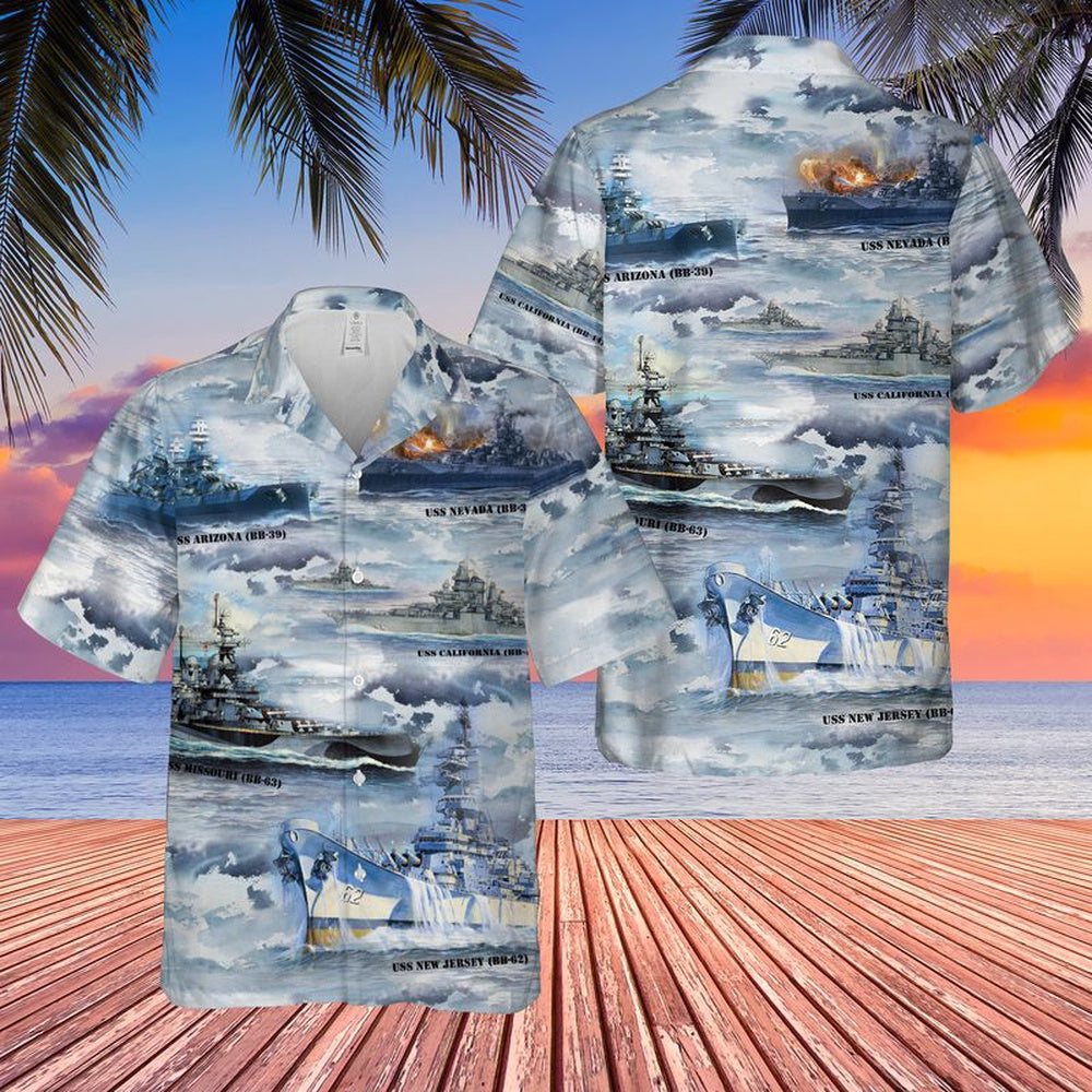 Us Navy Hawaiian Shirt, The Naval Battleships Of World War II US Navy Hawaiian Shirt, Military Hawaiian Shirt
