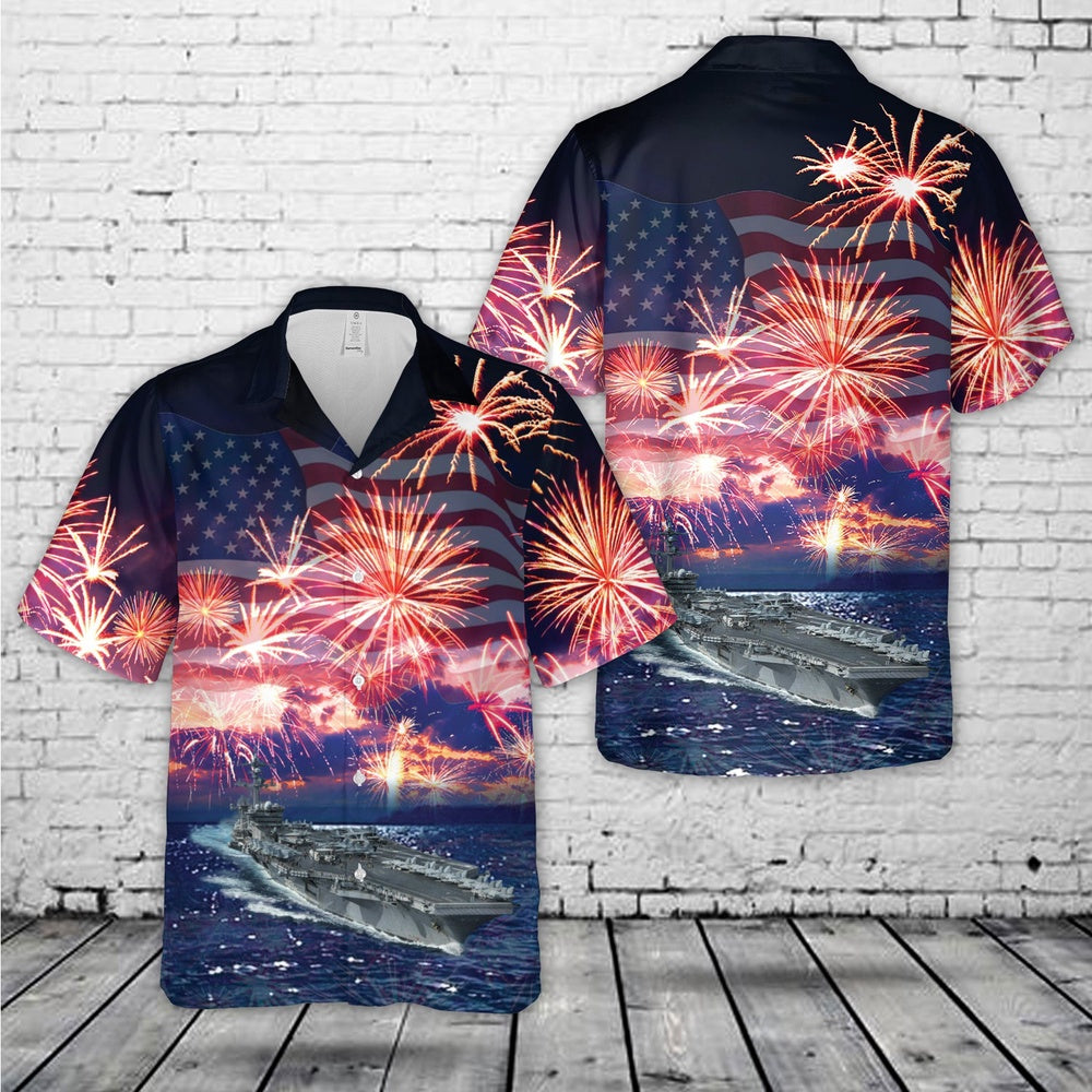 Us Navy Hawaiian Shirt, USS Carl Vinson, 4th Of July Hawaiian Shirt, Military Hawaiian Shirt