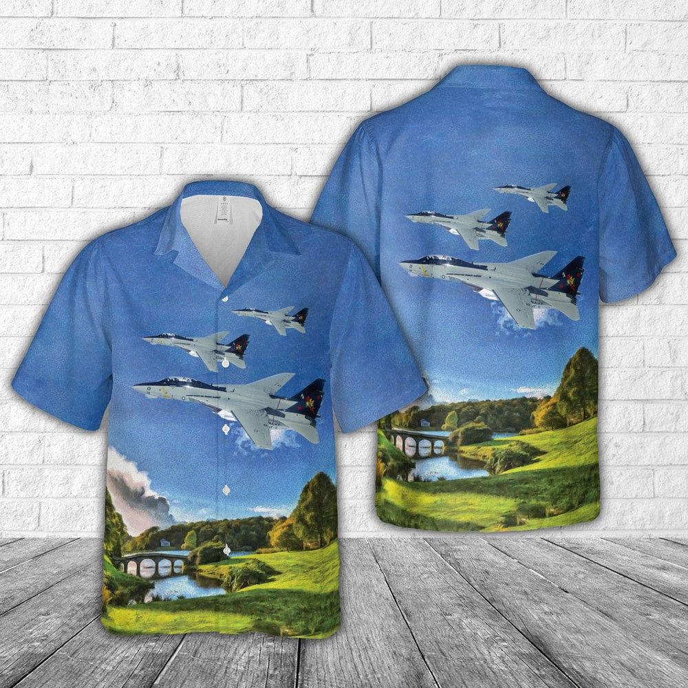 Us Navy Hawaiian Shirt, US Navy - Fighter Squadron 11 (FITRON 11) VF-11 Red Rippers Hawaiian Shirt, Military Hawaiian Shirt