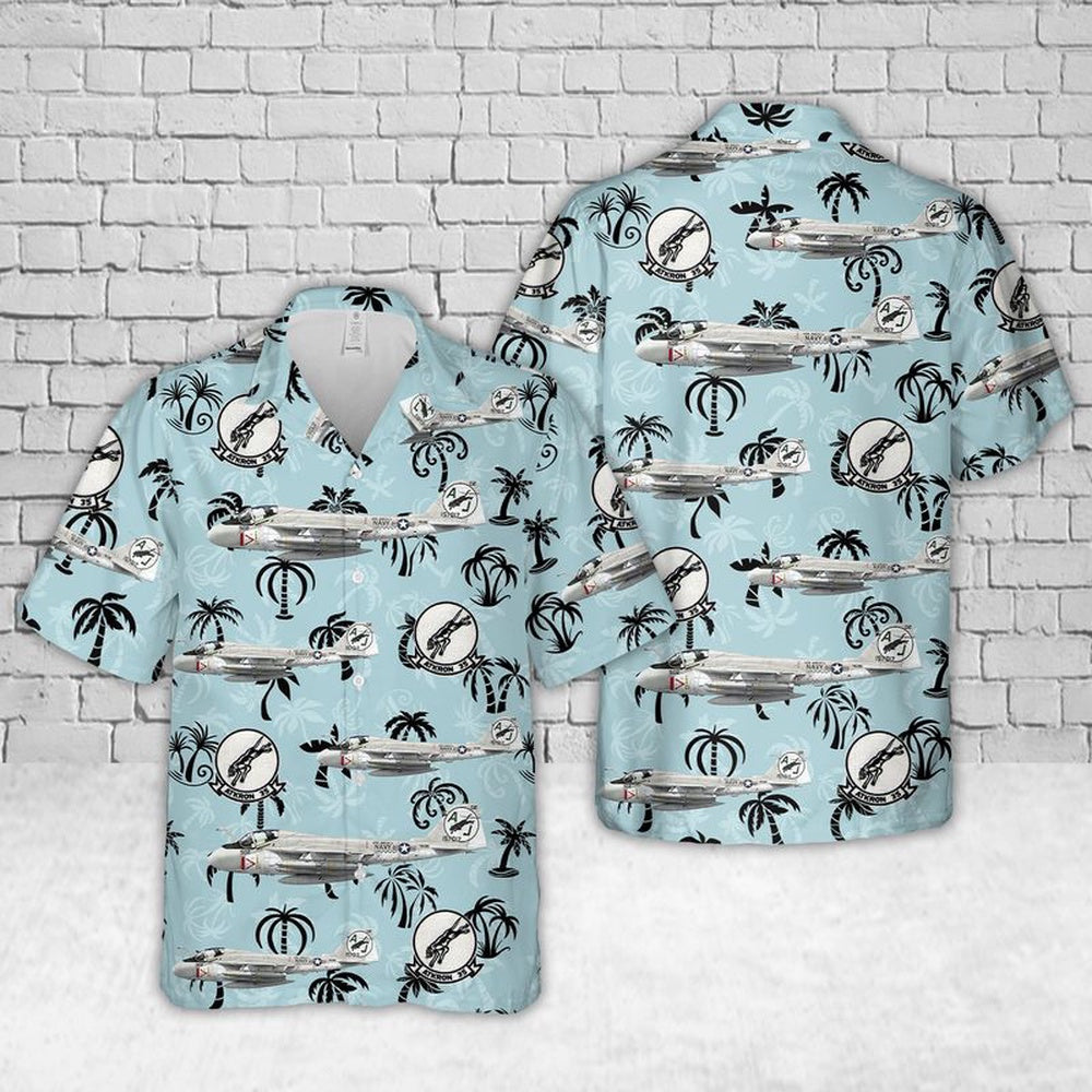 Us Navy Hawaiian Shirt, US Navy A-6A Intruder Of VA-35 Black Panthers Hawaiian Shirt, Military Hawaiian Shirt