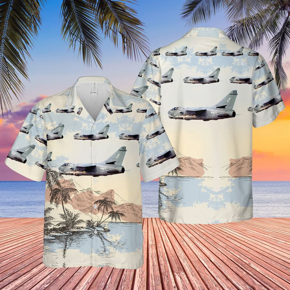 Us Navy Hawaiian Shirt, US Navy A-7E Corsair II Of VA-72 Blue Hawks Hawaiian Shirt, Military Hawaiian Shirt