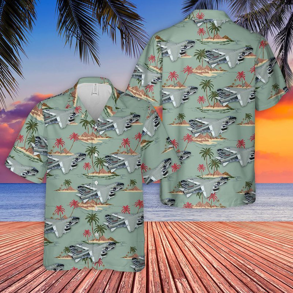 Us Navy Hawaiian Shirt, US Navy A-7E Corsair II Of VA-93 Ravens Hawaiian Shirt, Military Hawaiian Shirt