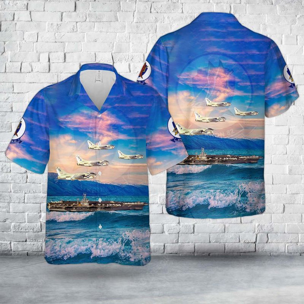 Us Navy Hawaiian Shirt, US Navy A-7E Corsair II (VA-82  CVW-8) embarked on USS Nimitz (CVN 68) - 1979 Hawaiian Shirt