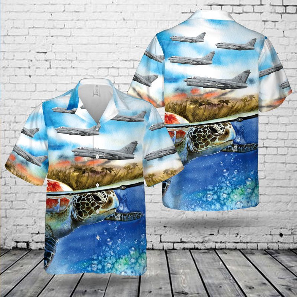 Us Navy Hawaiian Shirt, US Navy A7E Corsair II Of VA-37 Royal Maces Hawaiian Shirt, Military Hawaiian Shirt
