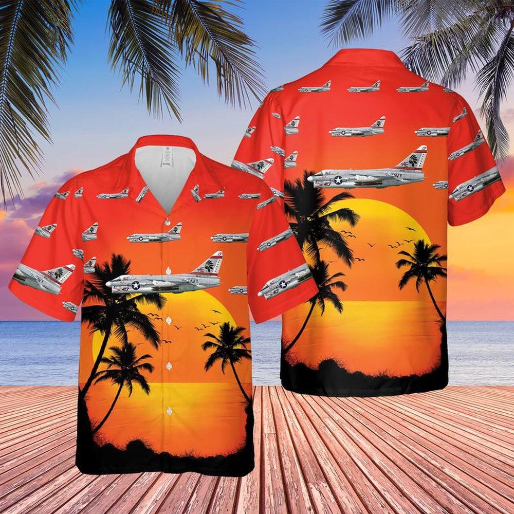 Us Navy Hawaiian Shirt, US Navy A7E Corsair II Of VA-87 Golden Warriors Hawaiian Shirt, Military Hawaiian Shirt