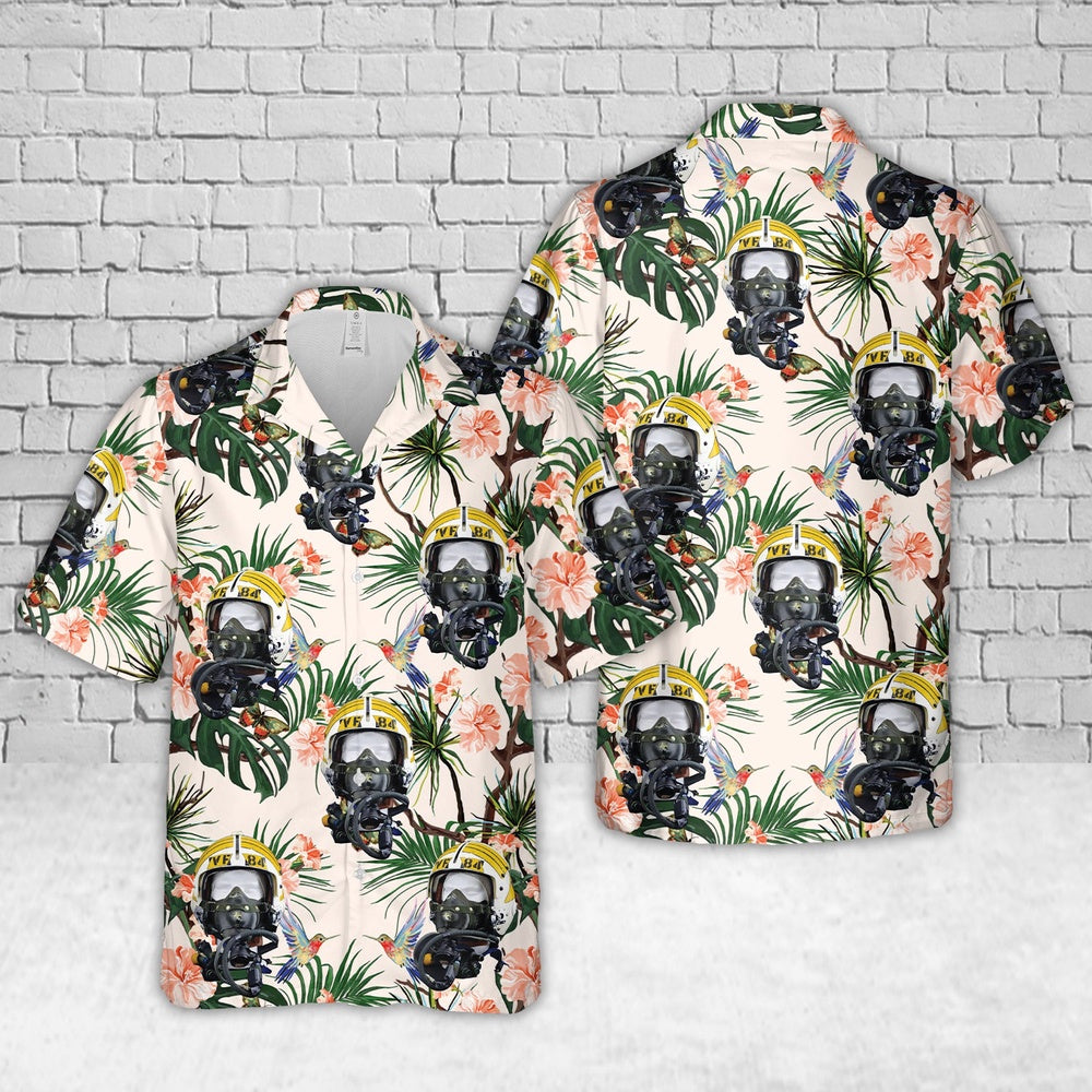 Us Navy Hawaiian Shirt, US Navy APH-6 Helmet VF-84 “JOLLY ROGERS” VN 1965 Hawaiian Shirt, Military Hawaiian Shirt