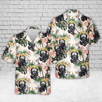 Us Navy Hawaiian Shirt, US Navy APH-6 Helmet VF-84 “JOLLY ROGERS” VN 1965 Hawaiian Shirt, Military Hawaiian Shirt