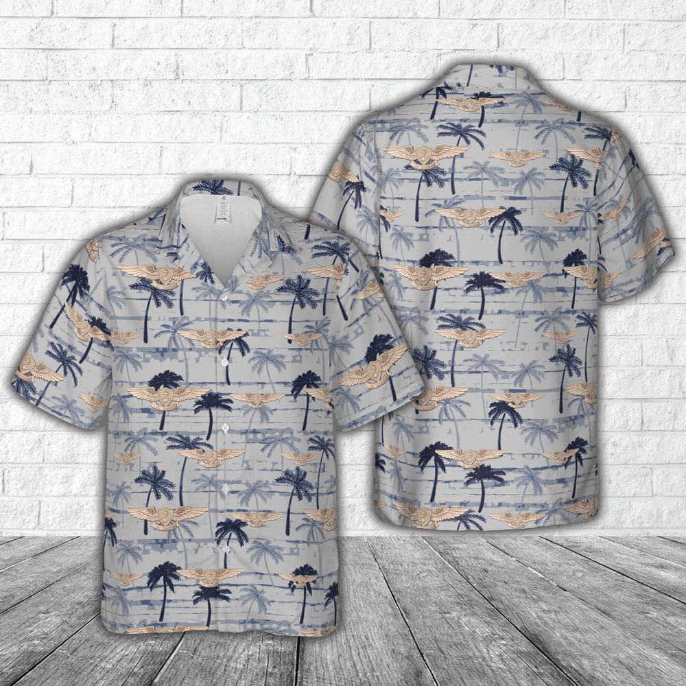Us Navy Hawaiian Shirt, US Navy Air Warfare Wings Insignia Hawaiian Shirt, Military Hawaiian Shirt