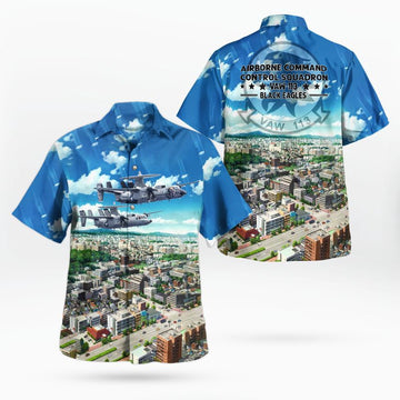 Us Navy Hawaiian Shirt, US Navy Airborne Command & Control Squadron 113 (VAW-113) E-2A Hawkeye Black Eagles Hawaiian Shirt