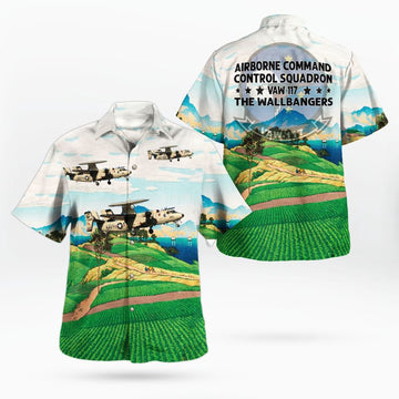 Us Navy Hawaiian Shirt, US Navy Airborne Command & Control Squadron 117 (VAW-117) The Wallbangers E-2D Hawkeye Hawaiian Shirt