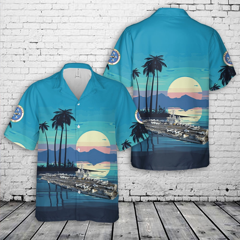 Us Navy Hawaiian Shirt, US Navy Aircraft Carrier CVN 68 USS Nimitz Hawaiian Shirt, Military Hawaiian Shirt