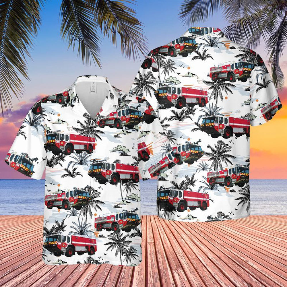 Us Navy Hawaiian Shirt, US Navy Aircraft Rescue Fire Fighting (ARFF) E-ONE Hawaiian Shirt, Military Hawaiian Shirt