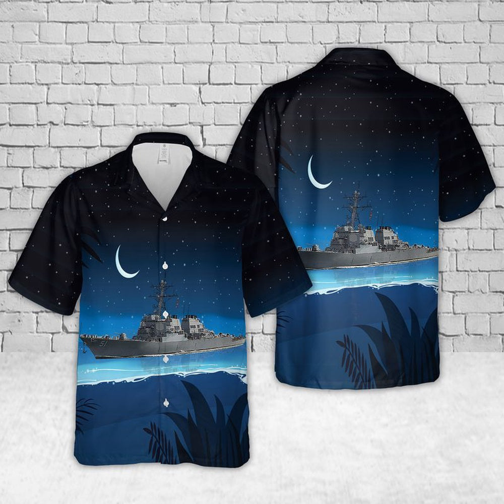 Us Navy Hawaiian Shirt, US Navy Arleigh Burke-Class (DDG 51) Destroyer Hawaiian Shirt, Military Hawaiian Shirt