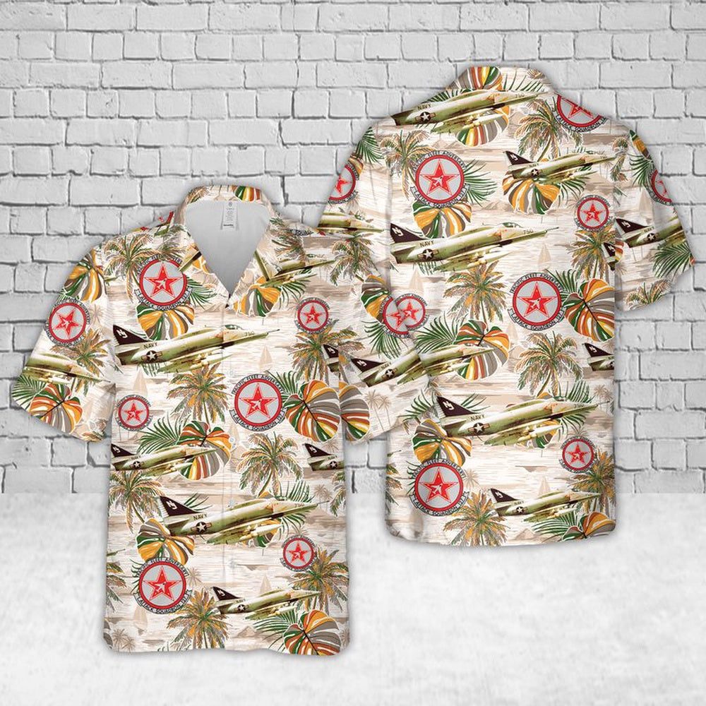 Us Navy Hawaiian Shirt, US Navy Attack Squadron 127 (VA-127) Royal Blues A-4F Skyhawk Hawaiian Shirt, Military Hawaiian Shirt