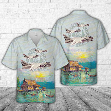 Us Navy Hawaiian Shirt, US Navy Attack Squadron 215 Barn Owls A-7B Corsair IIs Hawaiian Shirt, Military Hawaiian Shirt