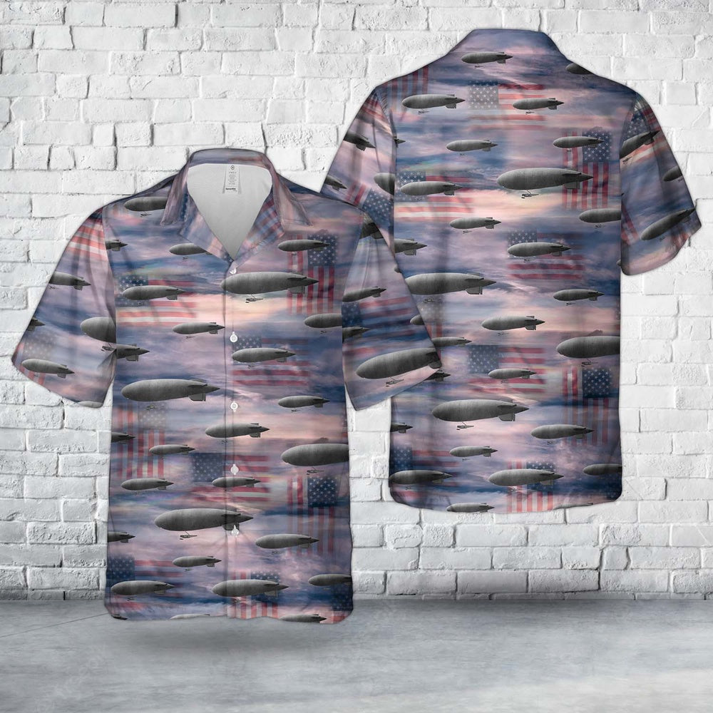 Us Navy Hawaiian Shirt, US Navy B-class blimp Hawaiian Shirt, Military Hawaiian Shirt