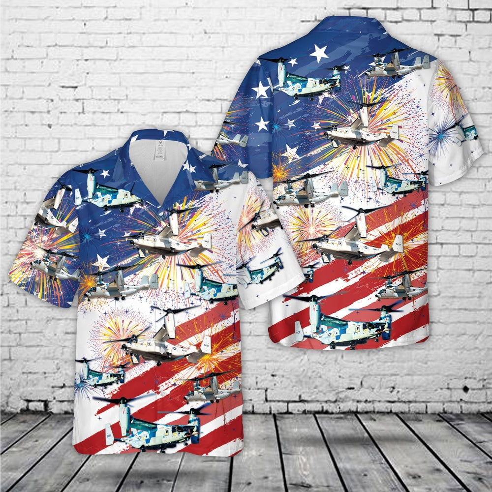 Us Navy Hawaiian Shirt, US Navy Bell Boeing CMV-22B Osprey, 4th Of July Hawaiian Shirt, Military Hawaiian Shirt
