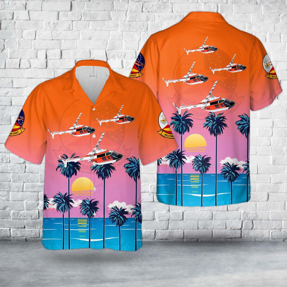 Us Navy Hawaiian Shirt, US Navy Bell TH-57C Sea Ranger Helicopter Training Squadron EIGHT (HT-8) Eightballers Hawaiian Shirt