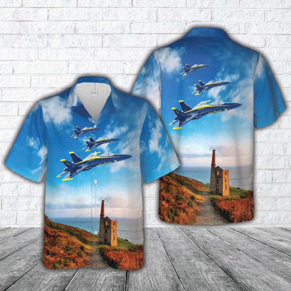 Us Navy Hawaiian Shirt, US Navy Blue Angels #1 FA-18C Hawaiian Shirt, Military Hawaiian Shirt