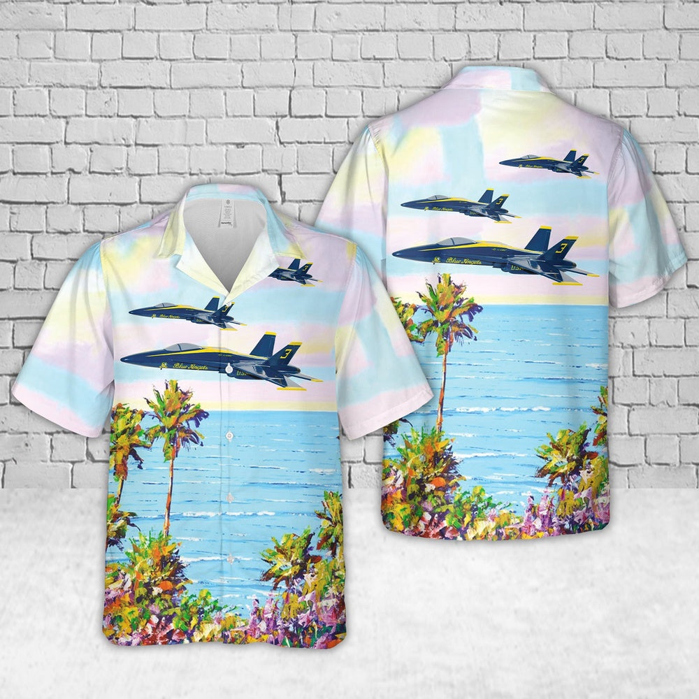 Us Navy Hawaiian Shirt, US Navy Blue Angels #3 FA-18C Hawaiian Shirt, Military Hawaiian Shirt