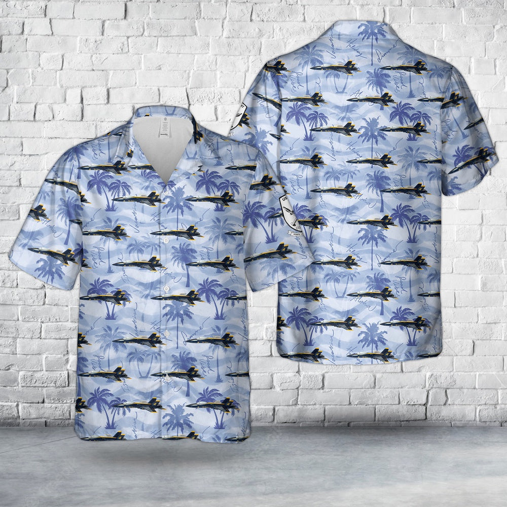 Us Navy Hawaiian Shirt, US Navy Blue Angels #4 FA-18 Hawaiian Shirt, Military Hawaiian Shirt