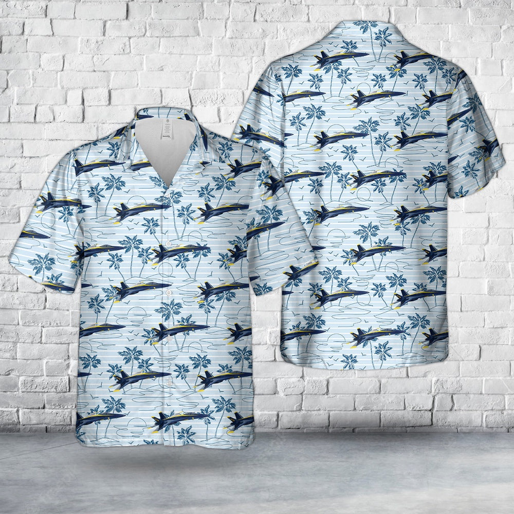 Us Navy Hawaiian Shirt, US Navy Blue Angels #5 FA-18E Hawaiian Shirt, Military Hawaiian Shirt