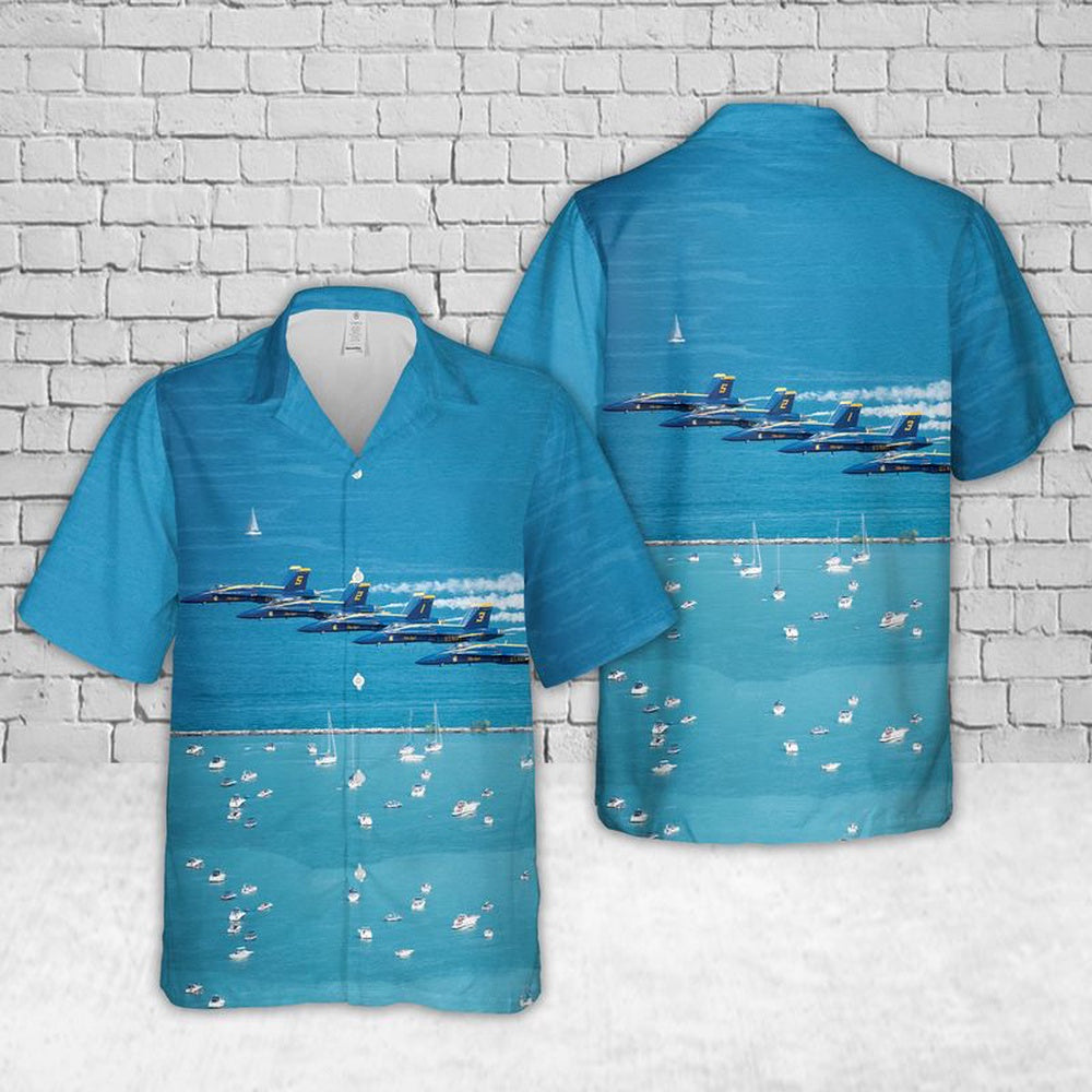 Us Navy Hawaiian Shirt, US Navy Blue Angels Air And Water Show Hawaiian Shirt, Military Hawaiian Shirt