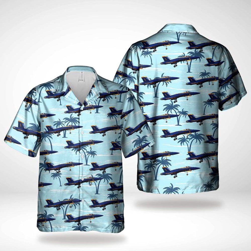 Us Navy Hawaiian Shirt, US Navy Blue Angels Boeing FA-18E Super Hornet Hawaiian Shirt, Military Hawaiian Shirt