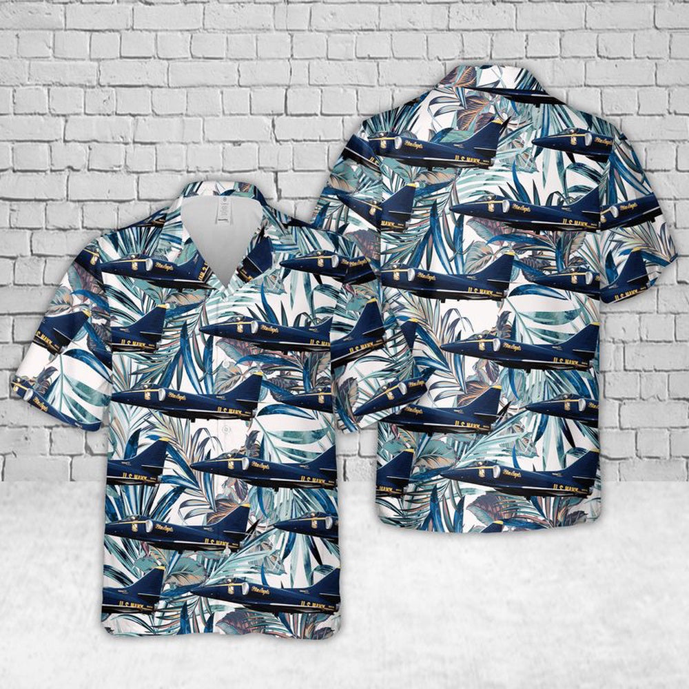 Us Navy Hawaiian Shirt, US Navy Blue Angels Douglas A-4F Skyhawks Hawaiian Shirt, Military Hawaiian Shirt