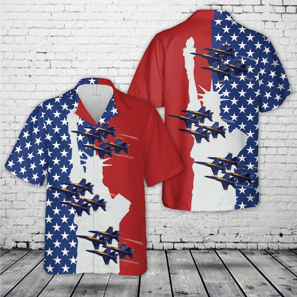 Us Navy Hawaiian Shirt, US Navy Blue Angels F A-18 Hornets, 4th Of July Hawaiian Shirt, Military Hawaiian Shirt
