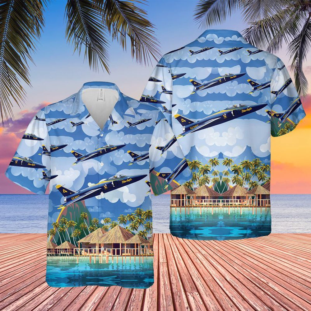 Us Navy Hawaiian Shirt, US Navy Blue Angels Grumman F11F-1 Tiger Hawaiian Shirt, Military Hawaiian Shirt