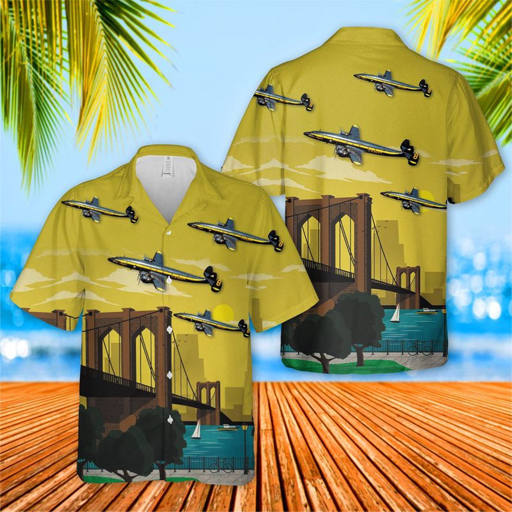 Us Navy Hawaiian Shirt, US Navy Blue Angels Lockheed C-121 Hawaiian Shirt, Military Hawaiian Shirt