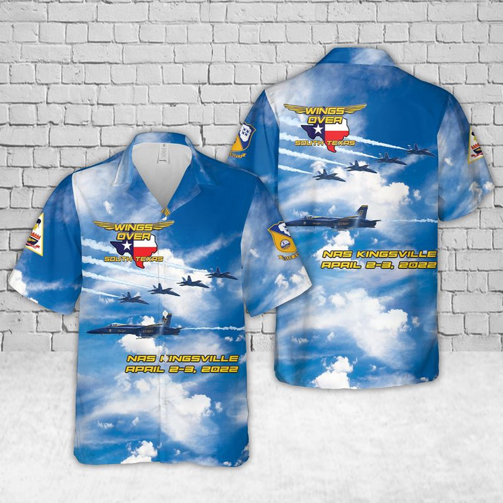 Us Navy Hawaiian Shirt, US Navy Blue Angels Wings Over South Texas Air Show Hawaiian Shirt, Military Hawaiian Shirt