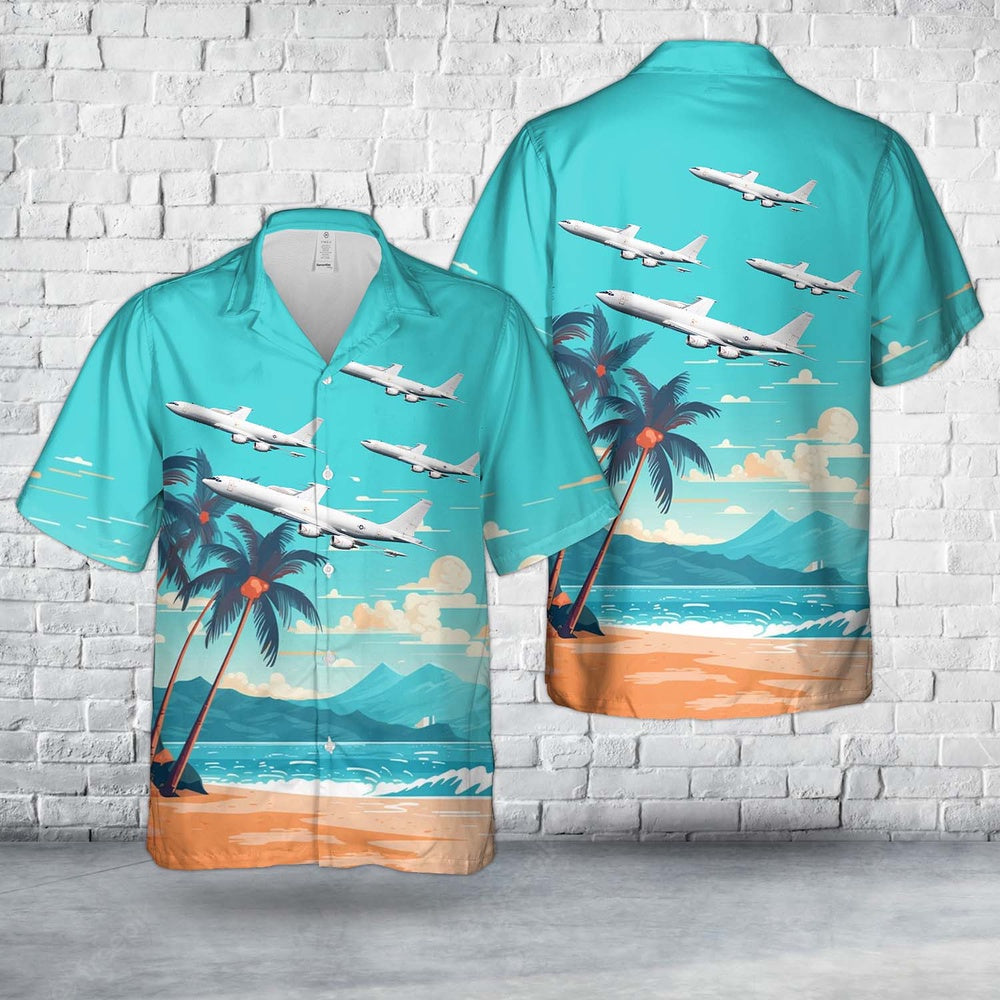Us Navy Hawaiian Shirt, US Navy Boeing E-6B Mercury (707-300) Hawaiian Shirt, Military Hawaiian Shirt