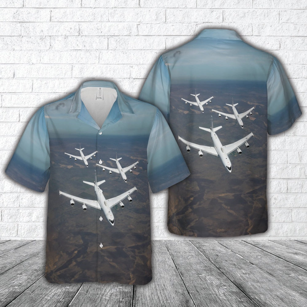 Us Navy Hawaiian Shirt, US Navy Boeing E-6B Mercury of Strategic Communications Wing ONE Hawaiian Shirt, Military Hawaiian Shirt