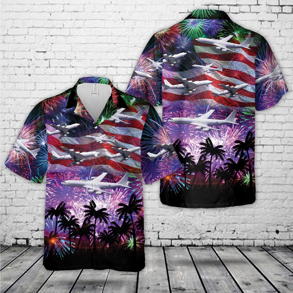 Us Navy Hawaiian Shirt, US Navy Boeing E-6 Mercury, 4th Of July Hawaiian Shirt, Military Hawaiian Shirt