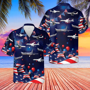 Us Navy Hawaiian Shirt, US Navy Boeing E-6 Mercury 4th Of July Hawaiian Shirt, Military Hawaiian Shirt