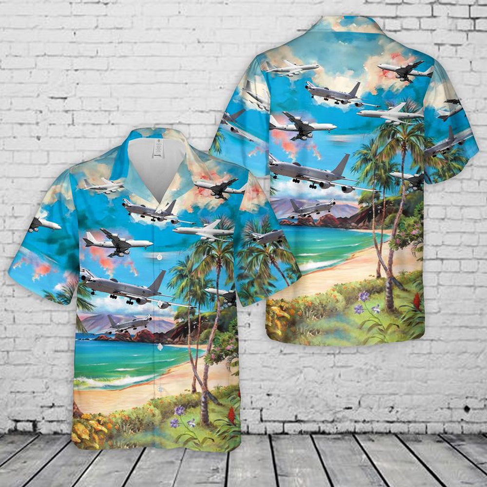 Us Navy Hawaiian Shirt, US Navy Boeing E-6 Mercury Hawaiian Shirt, Military Hawaiian Shirt