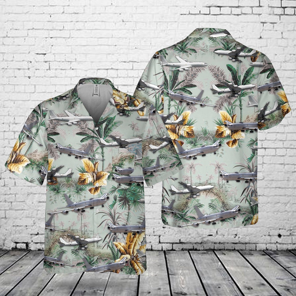Us Navy Hawaiian Shirt, US Navy Boeing E-6 Mercury Pocket Hawaiian Shirt, Military Hawaiian Shirt