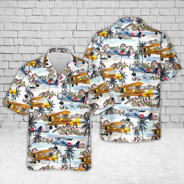 Us Navy Hawaiian Shirt, US Navy Boeing E75 Stearman Hawaiian Shirt, Military Hawaiian Shirt